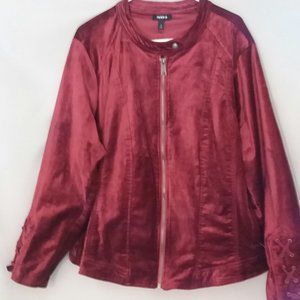 Torrid Red Velvet Lattice Collarless Jacket Plus 4X